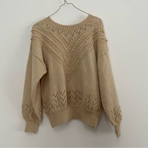 Vintage Popcorn Knit Handmade Sweater Medium Neutral color
